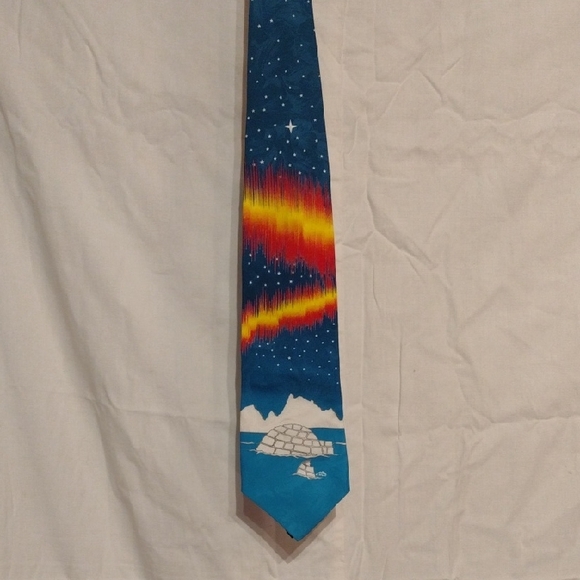 Jessie Oonark Other - VintageHand Screen printed Silk Inuit Northern Lights Necktie